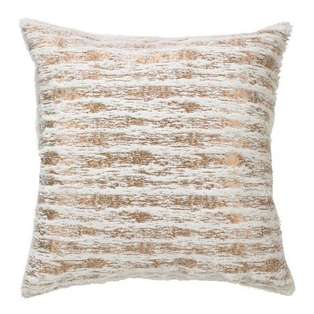 SARO LIFESTYLE SARO 2323P.GL18S 18 in. Faux Fur with Brushed Metallic Foil Print Down Filled Throw Pillow - Gold 2323P.GL18S